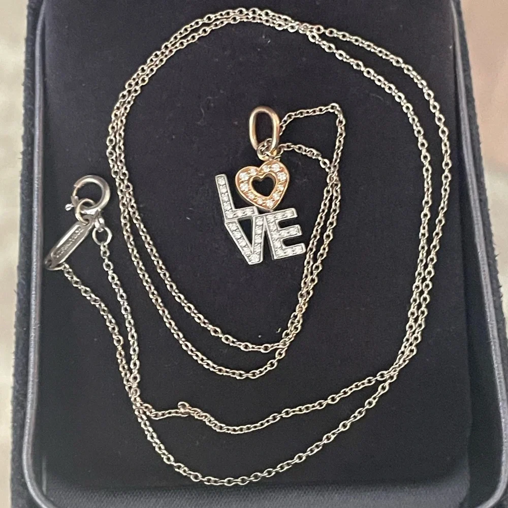 Tiffany & Co Love Necklace with White/Rose Gold and Pave Diamonds - Picture 4 of 12